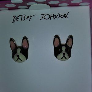 Betsey Johnson Stud Pierced Earrings Dogs NWT